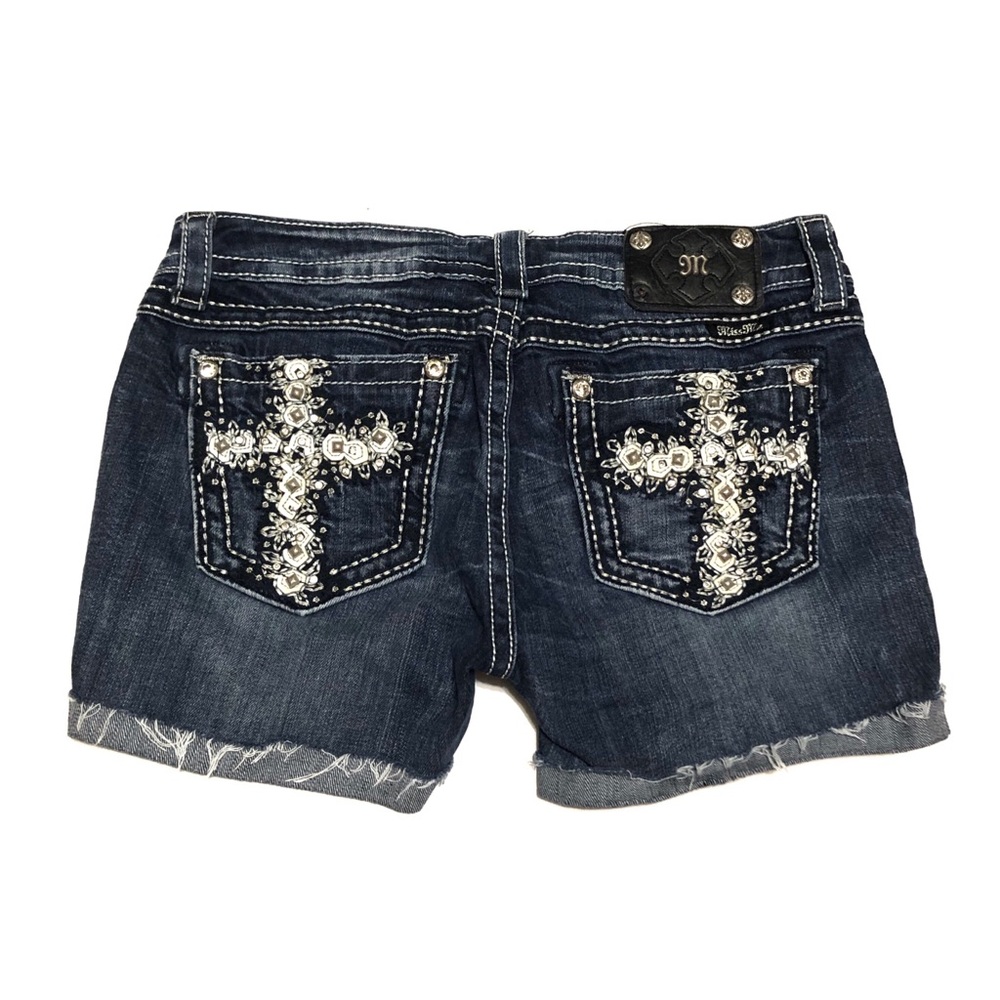 Miss Me Distressed Cutoff Jean Shorts - Picture 1 of 8
